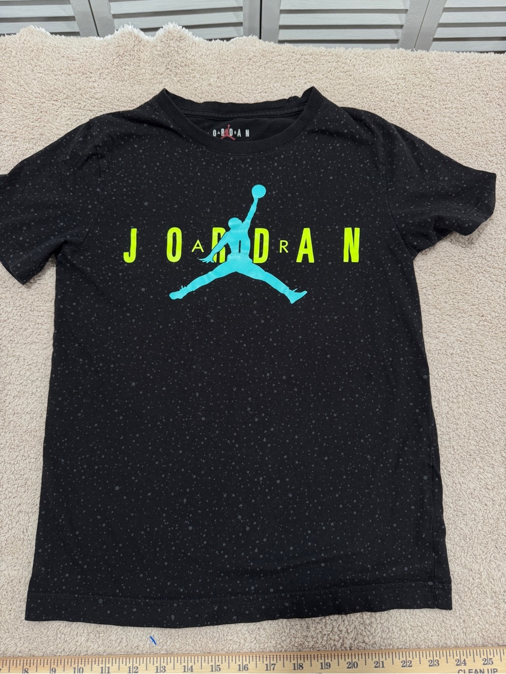 Jordan Jumpman Youth Medium Graphic Tee Black Turquoise Volt Basketball Shirt